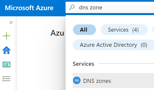 Figure 6.54 – Searching for the Azure DNS zones resource
