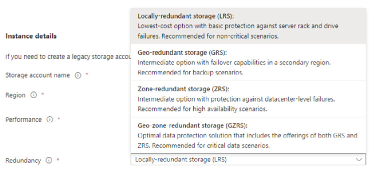 Figure 8.4 – Storage redundancy options
