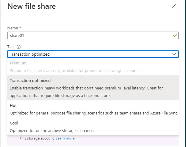 Figure 8.25 – The New file share blade
