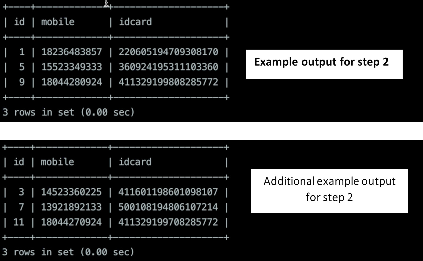 Figure 12.3 – Examples of output for step 2 
