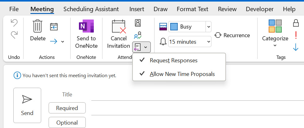 Figure 15.14 – The meeting response options
