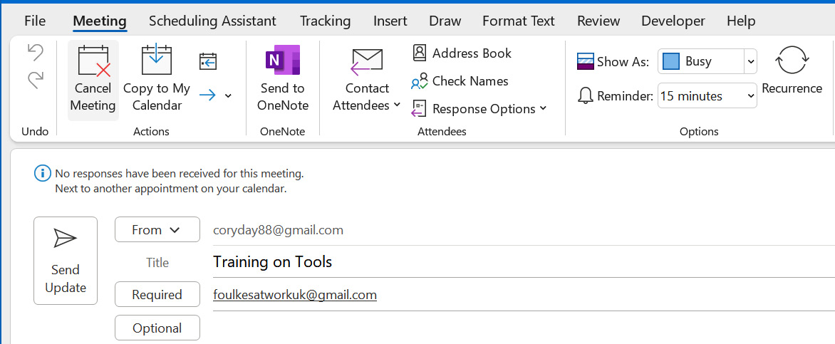 Figure 15.15 – Canceling a meeting and notifying the recipients
