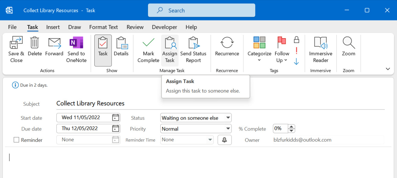 Figure 15.35 – The Assign Task option
