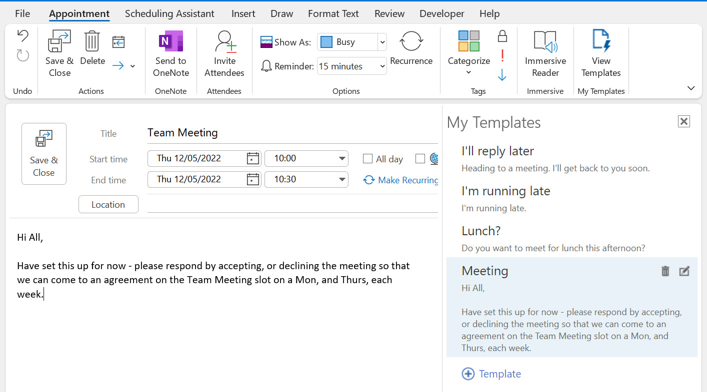 Figure 15.3 – Viewing templates
