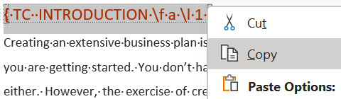 Figure 3.10 - Copying the ToC code
