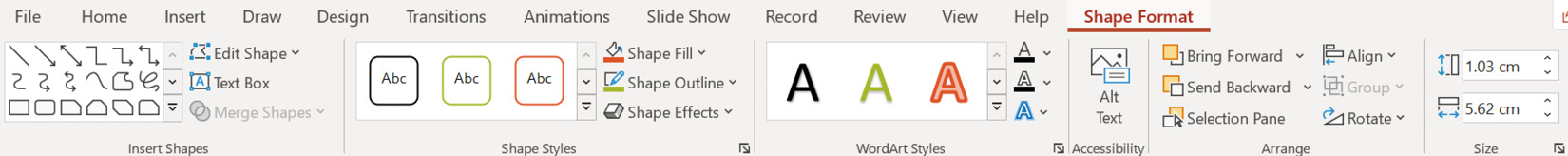 Figure 6.13 – The Shape Format tab
