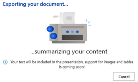 Figure 6.5 – Exporting to the presentation screen
