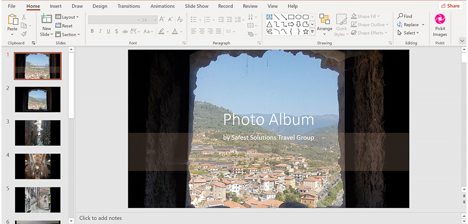 Figure 7.3 – Photo Album created with the amended first slide
