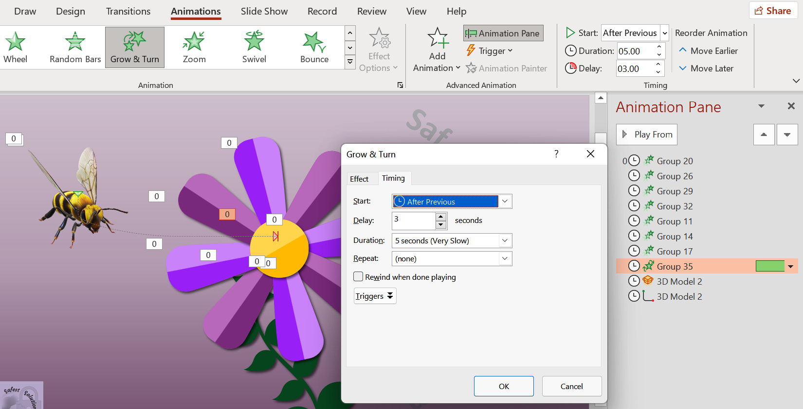 Figure 7.8 – Working within the Timing dialog box to set animation-delay
