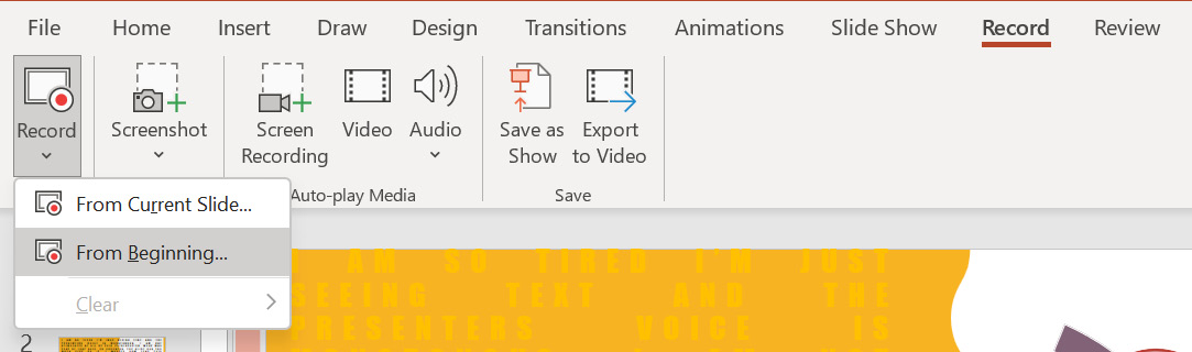 Figure 8.13 – The Record feature in PowerPoint to record narration
