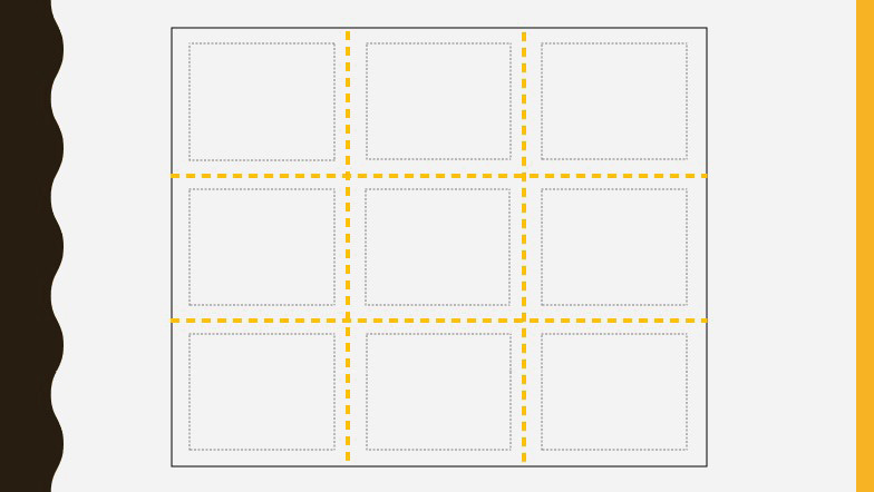 Figure 8.9 – Slide separated by guides using the rule of thirds
