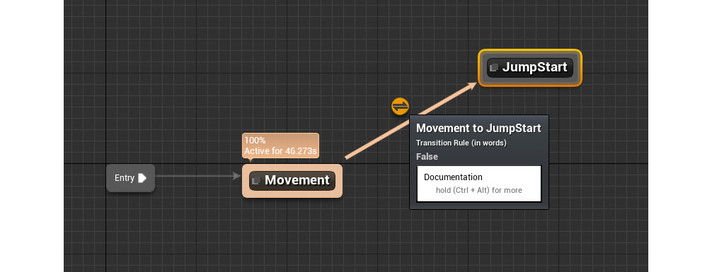 Figure 11.44 – The Transition Rule that Unreal automatically creates for you when connecting two states

