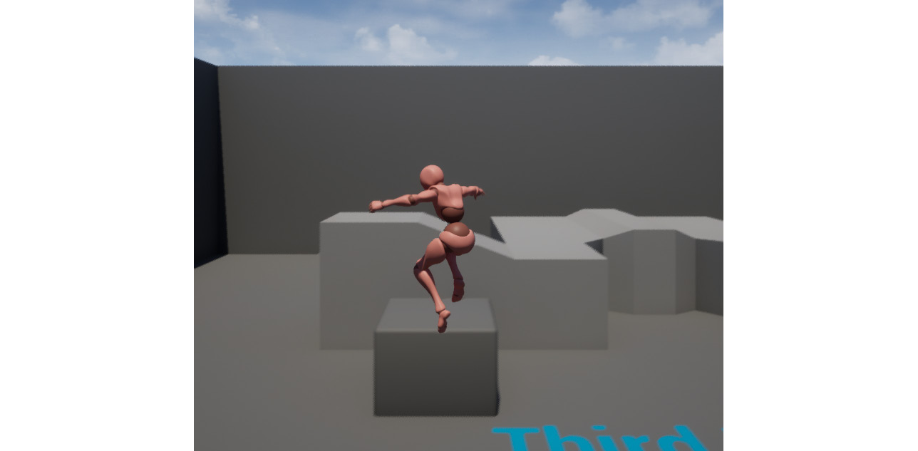 Figure 11.57 – The player character can now idle, walk, sprint, and jump
