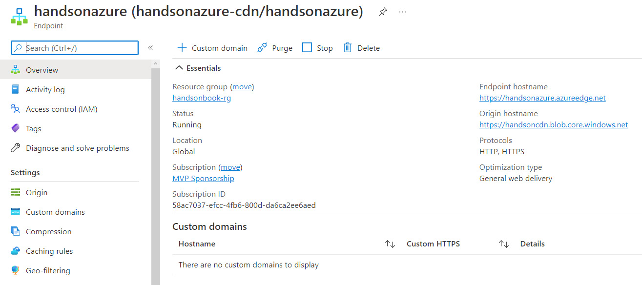 Figure 20.9 – Overview of an endpoint in Azure CDN
