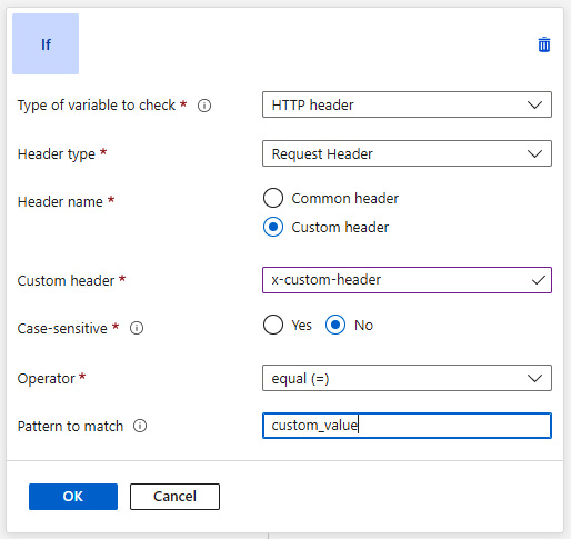 Figure 23.17 – Condition checking for a value of a custom header
