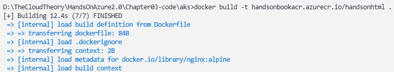 Figure 3.25 – Building a Docker image with a prefixed login server
