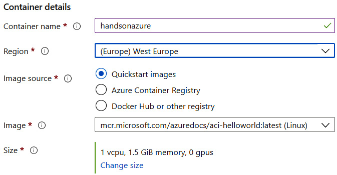 Figure 4.2 – Example container details 
