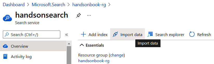 Figure 5.3 – Import data on the Overview blade
