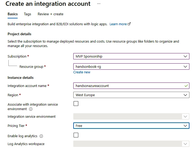 Figure 9.15 – Creating an integration account
