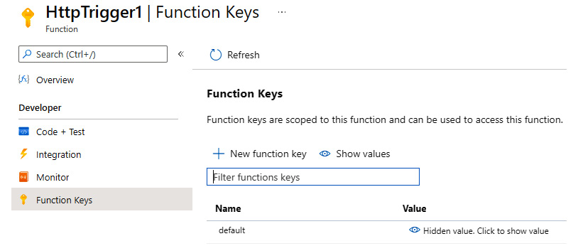 Figure 7.21 – Function Keys available for a function
