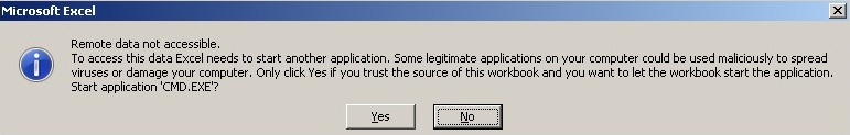 Figure 10.20 – An example of a Microsoft Excel warning box related to potential code execution
