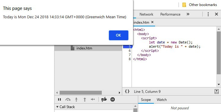 Figure 10.25 – An example of the embedded JavaScript code in Chrome Developer Tools
