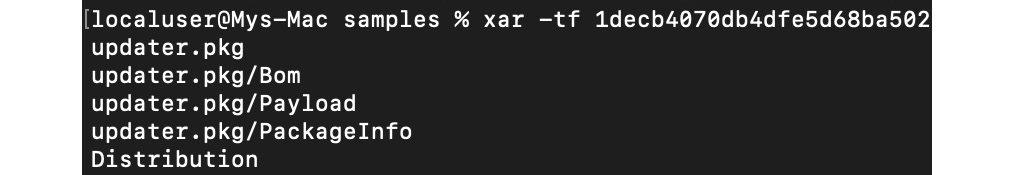 Figure 12.8 – The content of the .pkg file listed using the xar tool
