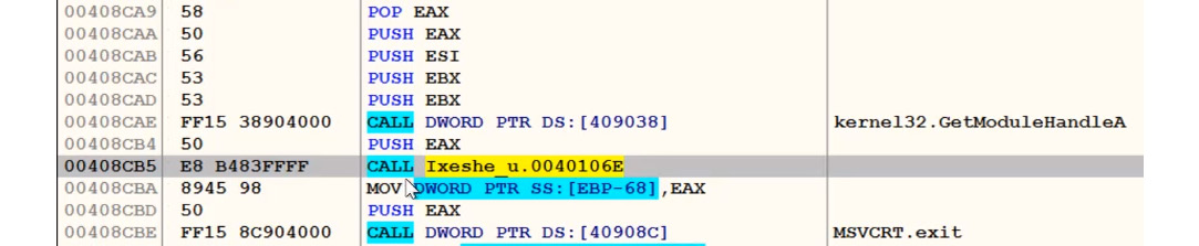 Figure 4.15 – Following the last return address in OllyDbg
