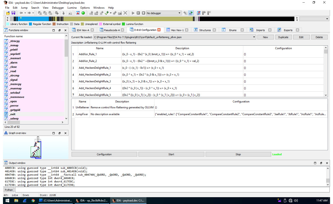 Figure 4.42 – Deobfuscation rules supported by the D-810 plugin
