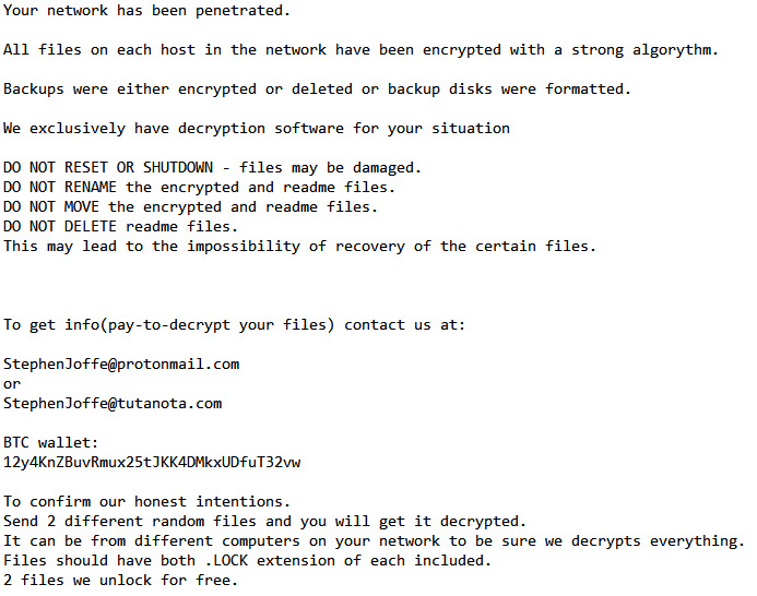 Figure 1.3 – BitPaymer ransom note example 
