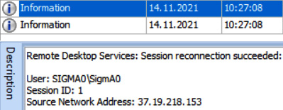 Figure 11.6 – Information on a successful RDP connection obtained from Windows event logs
