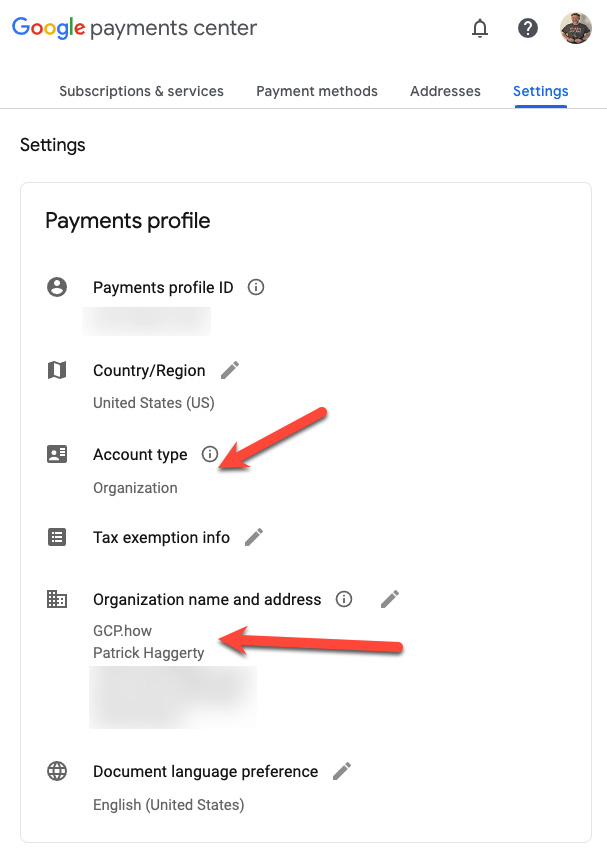 Figure 3.3 – GCP.how Payments Profile Admin
