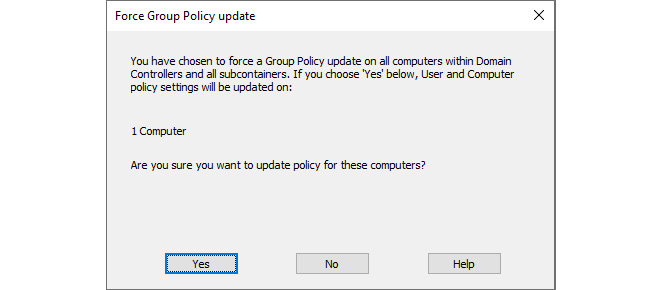 Figure 10.10 – The Force Group Policy update window
