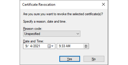 Figure 12.16 – The Certificate Revocation pop-up window
