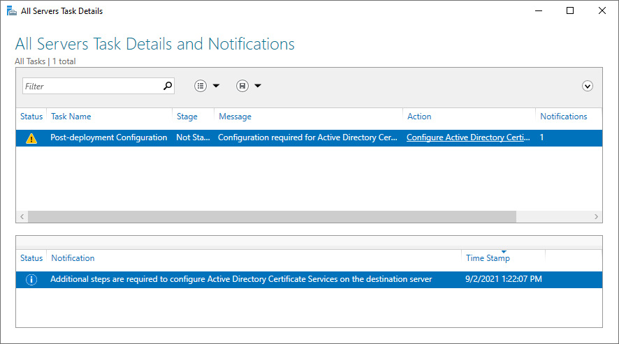 Figure 12.3 – The All Servers Task Details and Notifications window
