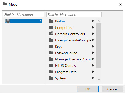 Figure 6.10 – Move pop-up window in the Active Directory Administrative Center
