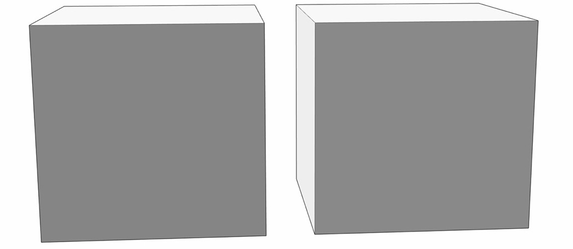 Figure 2.17 – (left) The cube has an imported image; (right) the cube has a color

