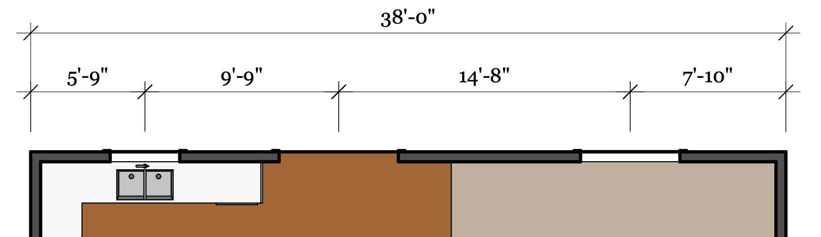 Figure 14.20 – Final dimensions along the back wall
