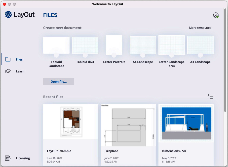 Figure 14.4 – LayOut welcome window, as seen on macOS
