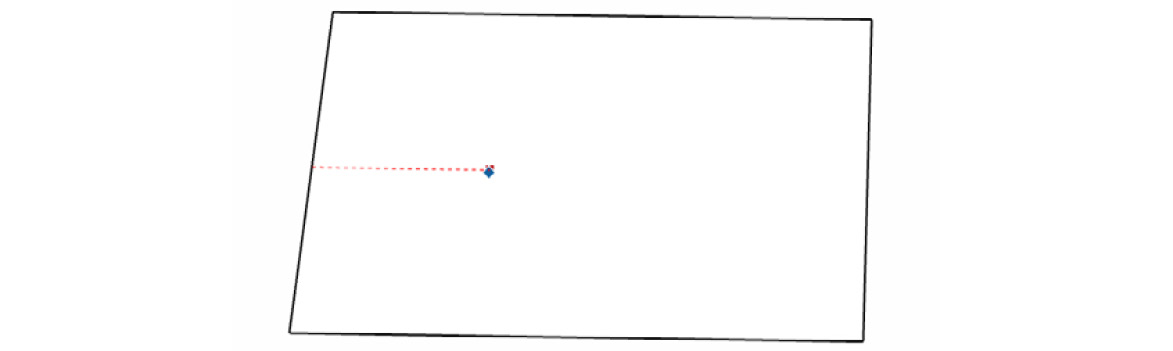 Figure 4.7 – The dotted red line shows a projected inference from the midpoint of the edge
