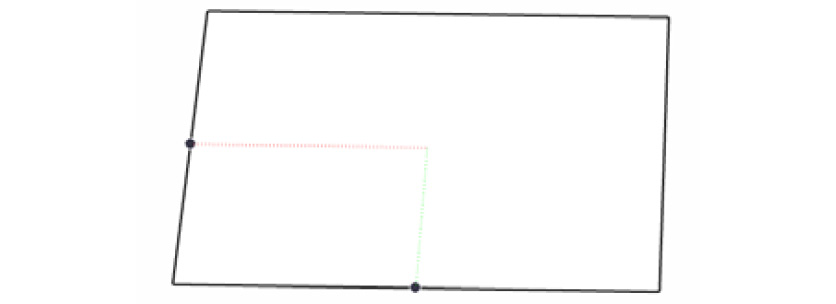 Figure 4.8 – Red and green projected inferences meet at the center of the rectangle
