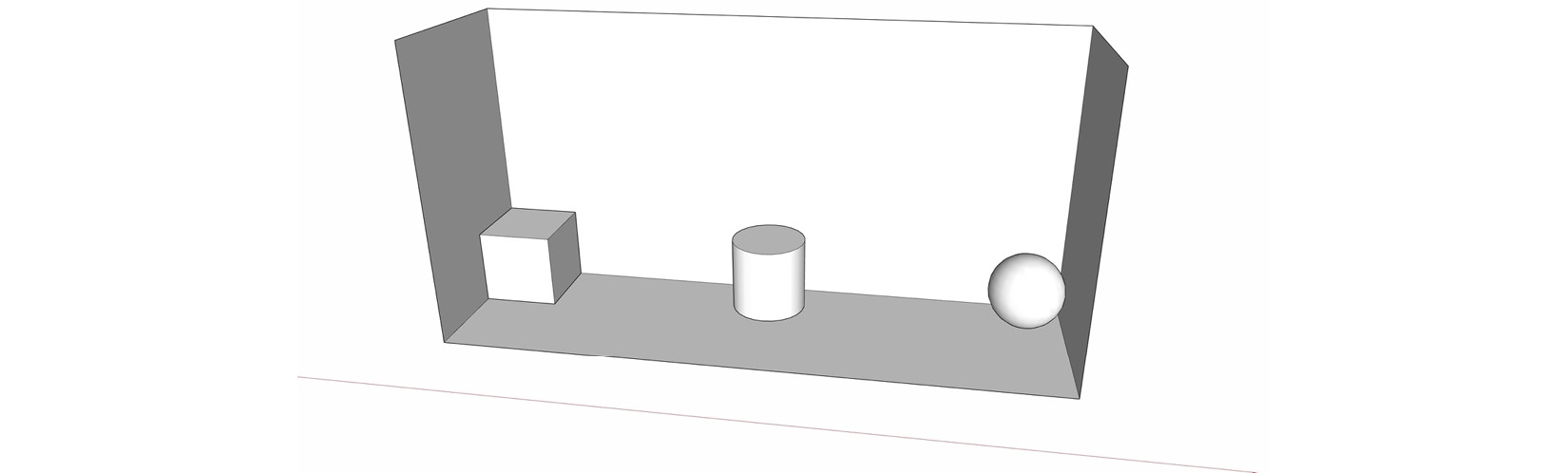 Figure 4.15 – The box, cylinder, and sphere snapped to the geometry behind
