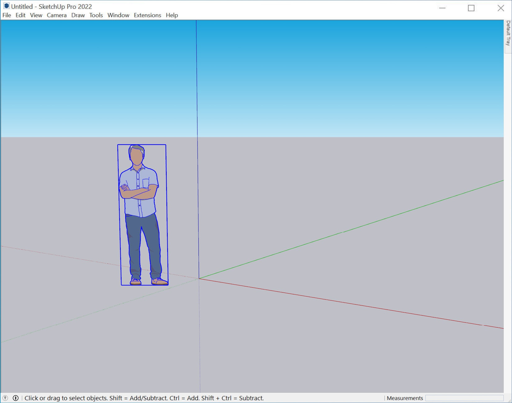 Figure 7.2 – SketchUp for Windows with all the toolbars disabled
