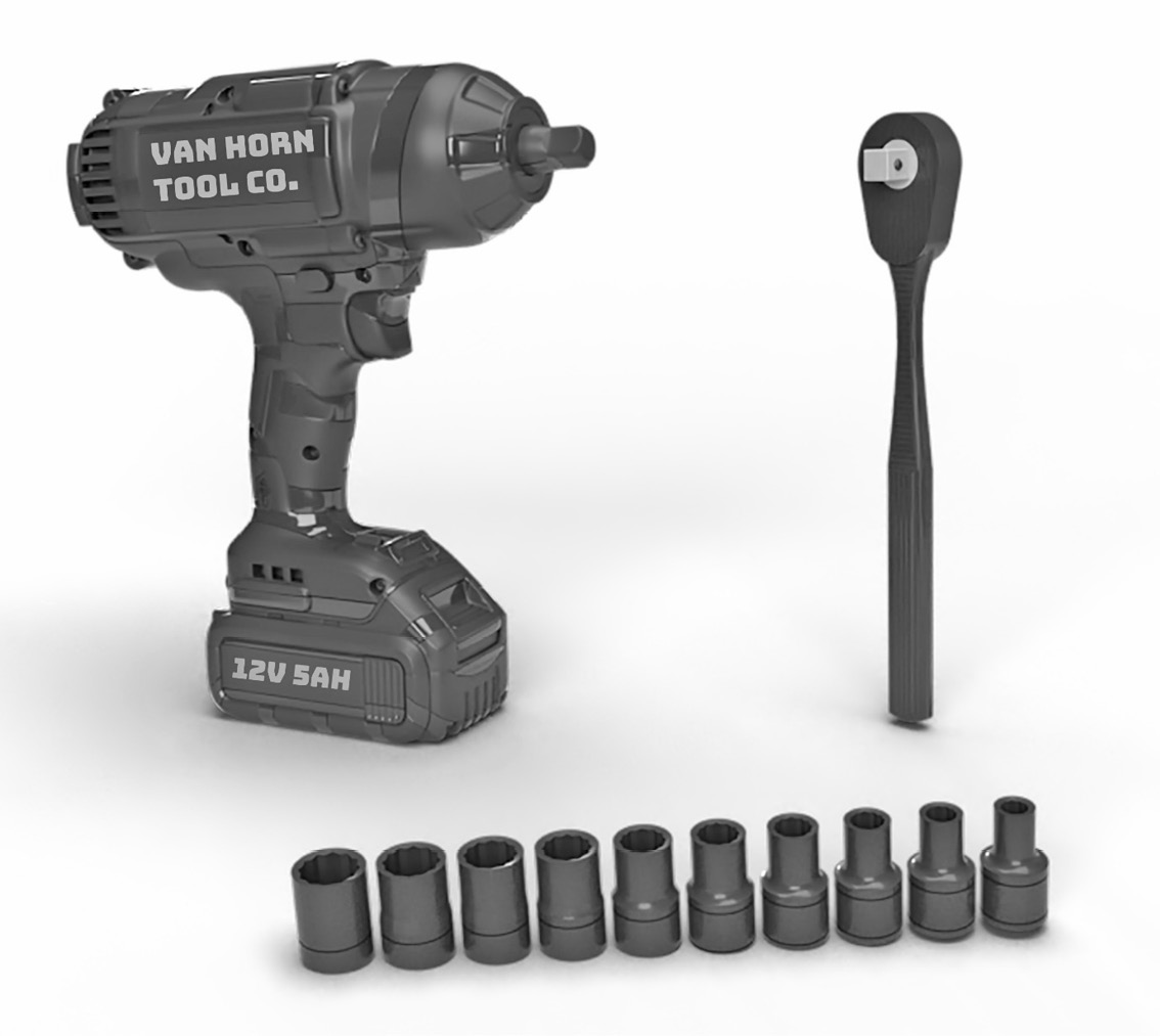 Figure 8.2:  My power impact wrench can only use the socket wrench sockets if I use an adapter.
