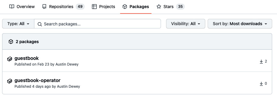 Figure 11.2 – The GitHub Packages page
