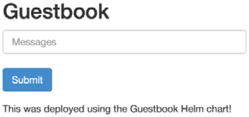 Figure 7.6 – Entering a message in the Guestbook frontend
