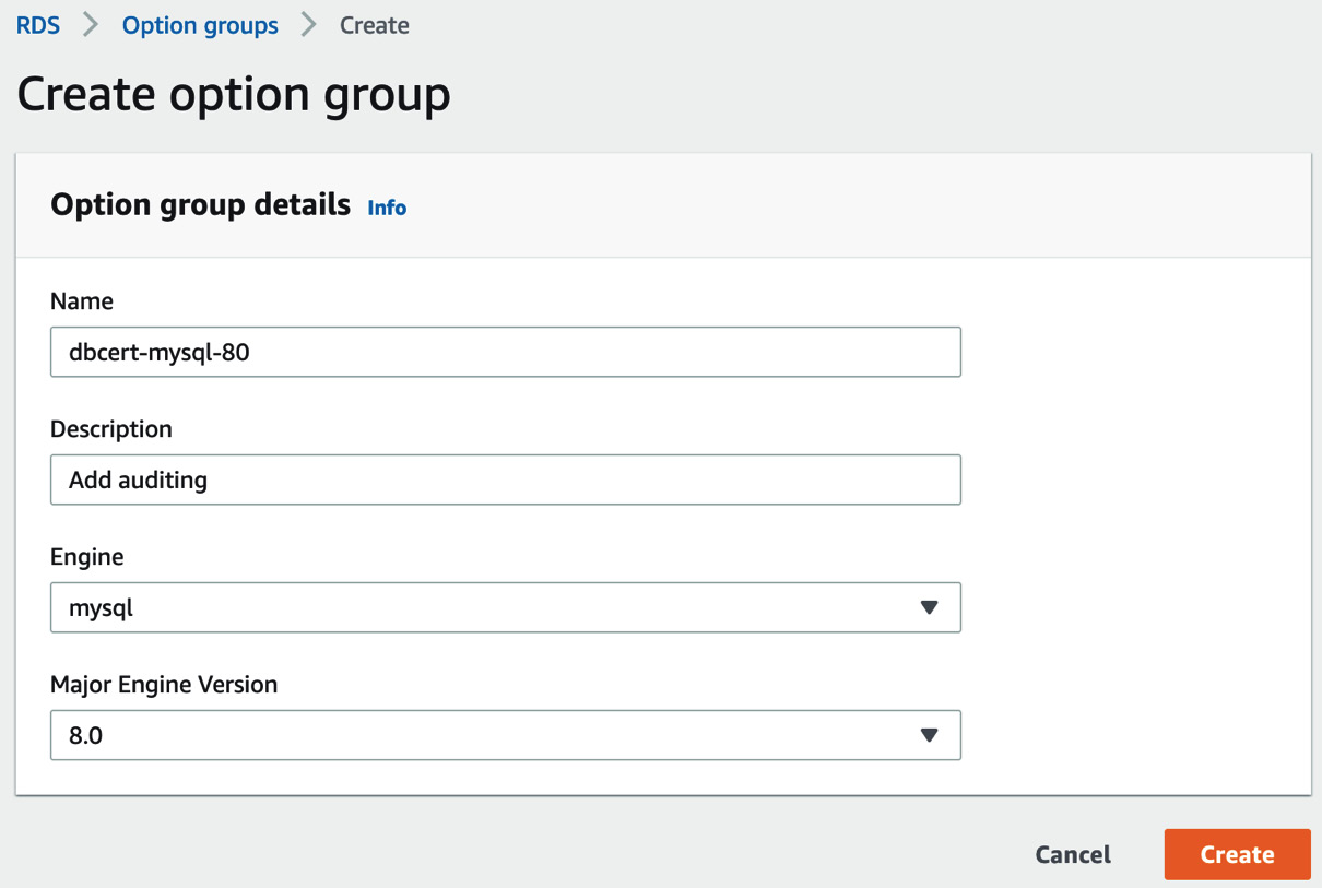 Figure 12.12 – Create option group
