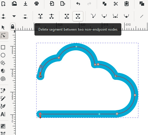 Figure 3.7 – The cloud shape is opened on the left with part of the path removed