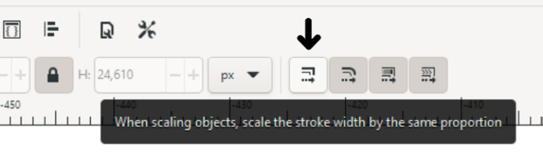 Figure 3.10 – Turn off this button to keep the stroke width the same while scaling