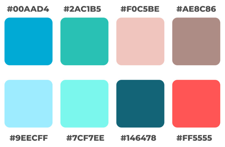 Figure 4.4 – The eight starter colors and their hexadecimal codes